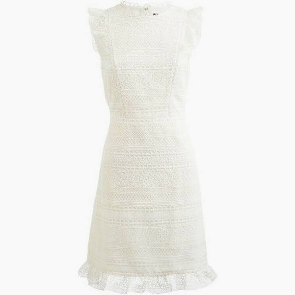 {J. Crew} NWT White lace overlay dress